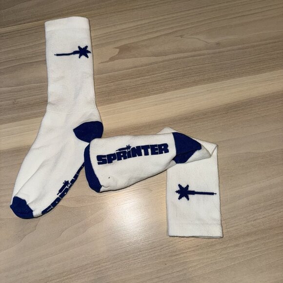 Sprinter White Navy Blue Logo Crew Socks - Picture 3 of 4